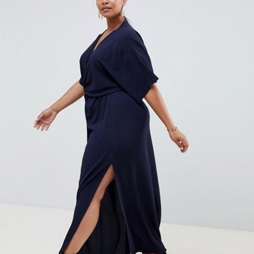 John Zack Plus Knot Front Maxi Dress Navy Size 20 Plus